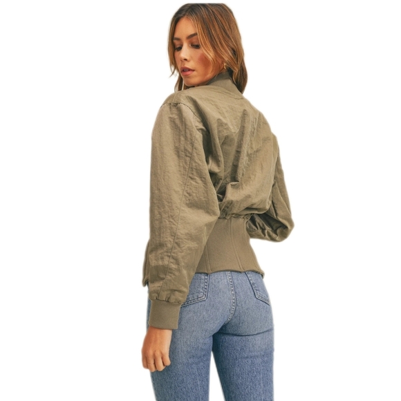 MABLE GAIA LONG SLEEVE TWO WAY JACKET,Olive, Womens Medium,(listing As) - Picture 2 of 14